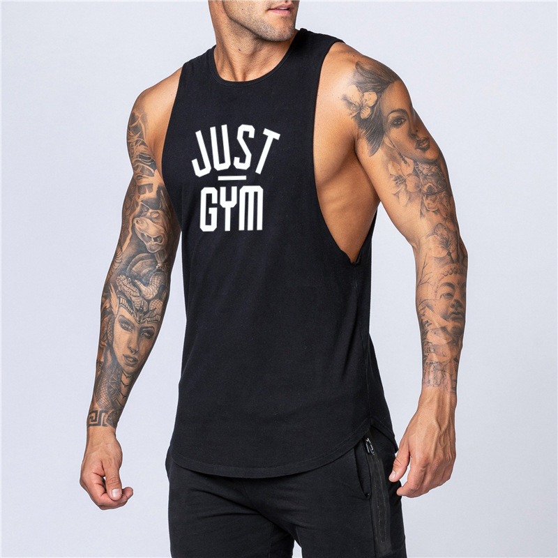 New Summer Loose Sweetheart Tank Top Men's Gym Men Letter Printing Fitness Sleeveless Tank Top Cotton_voghion.com