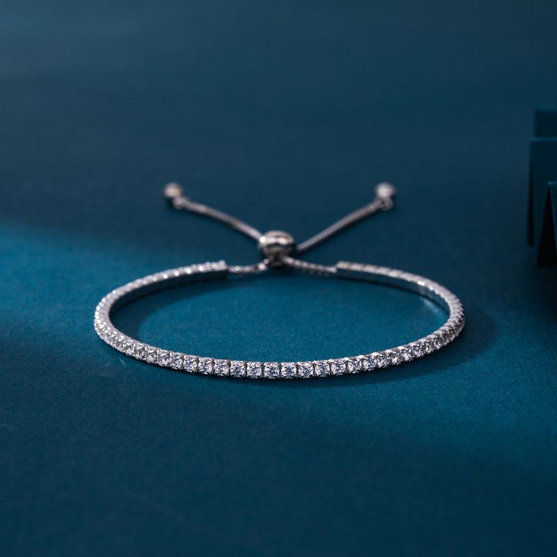 Women's Jewelry Adjustable S925 Sterling Silver Zircon Bracelet With Micro-Pavé Design, Elegant & Simple Fashion Chain For Daily Wear Fashion Bracelet_voghion.com