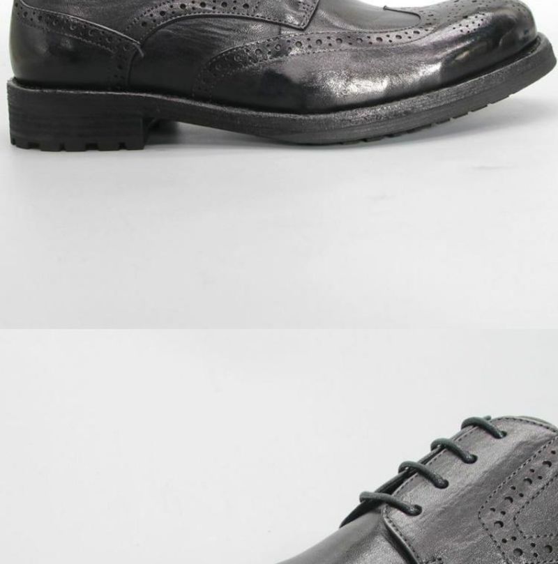 Stijlvolle lekvrije vee-goederen, gewassen paardrijschoenen voor heren, retro GOOD YEAR leren zool derbyschoenen_voghion.com
