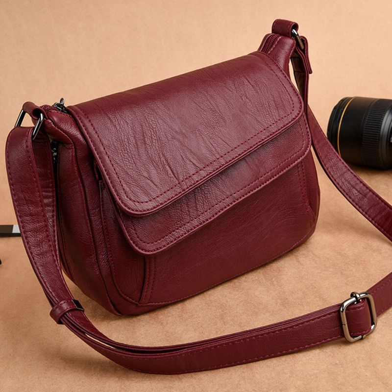 Lihao Fashion Women Solid Color Leather Crossbody Shoulder Bag Phone Key Pouch-Black_voghion.com