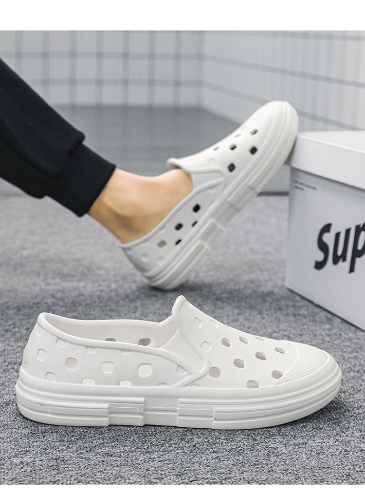 Men Summer Clogs Breathable Lightweight Mesh Water Shoes Non-Slip Walking Shower Beach Sandals Hole Slippers _voghion.com