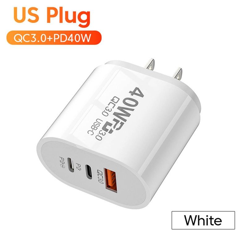 2 Port PD Stecker 40W USB-C Typ C Schnellladegerät Adapter für iPhone 13 Pro Max_voghion.com