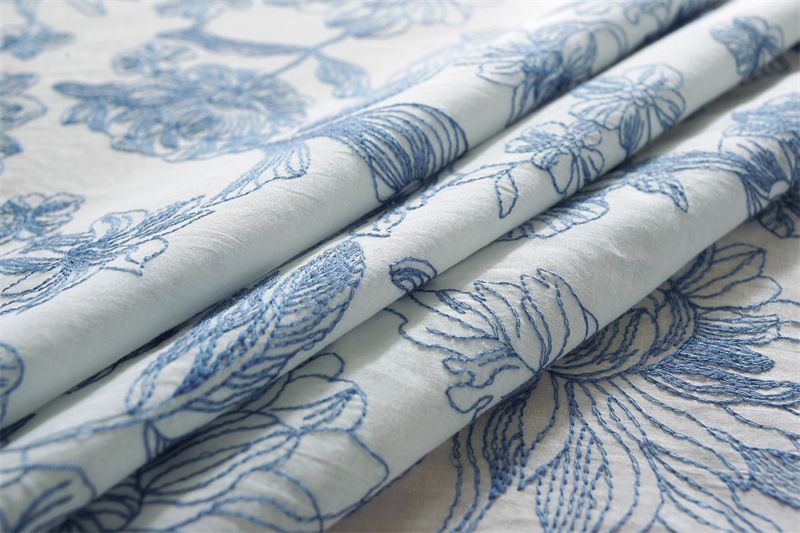 Jupe de table à thé 100 % coton, blanche, brodée, bleue, imperméable, résistante à l'huile, avec ourlet à volants_voghion.com