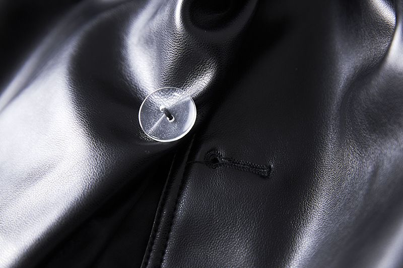Damenbekleidung Herbst und Winter Show Style Superschweres PU-Leder Atmosphärische Windjacke Schnürung Taille Overknee Mantel Trend Internet Celebrity_voghion.com