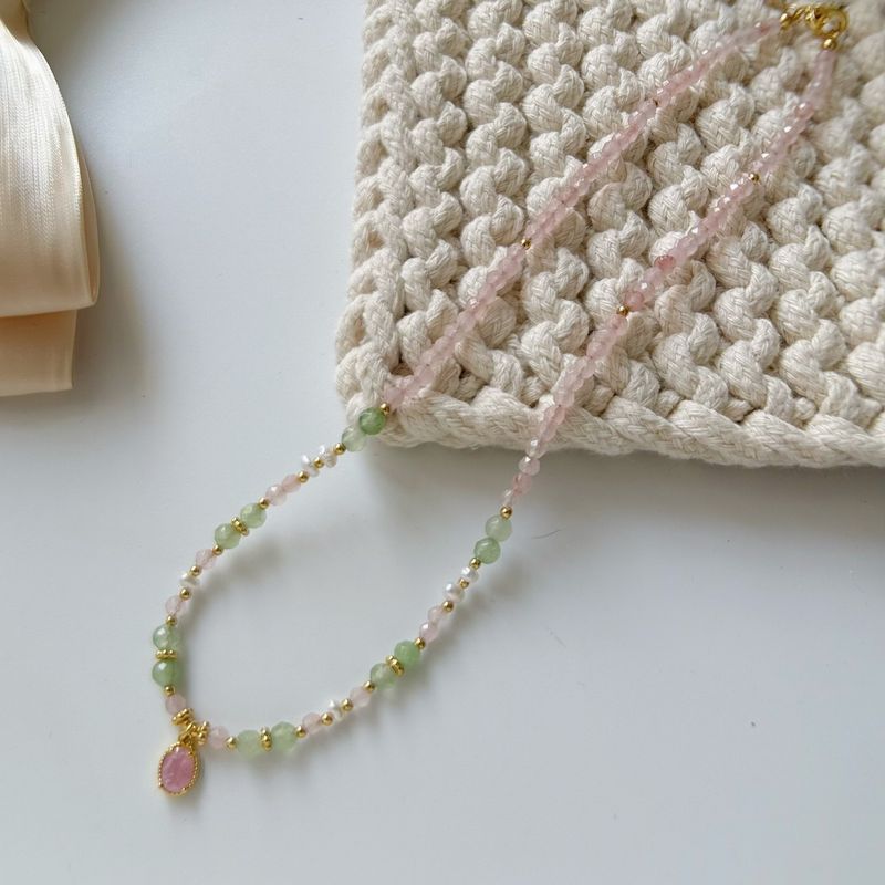 Collana con perle e clavicola, versatile, stile vacanza, pietra naturale colorata per la moda femminile, carina_voghion.com