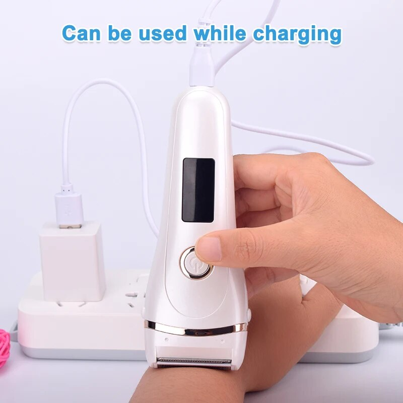 USB wiederaufladbarer schmerzloser elektrischer Epilierer Bartentfernung Frauen Rasiermesser Tragbarer weiblicher Haarschneider Lcd_voghion.com