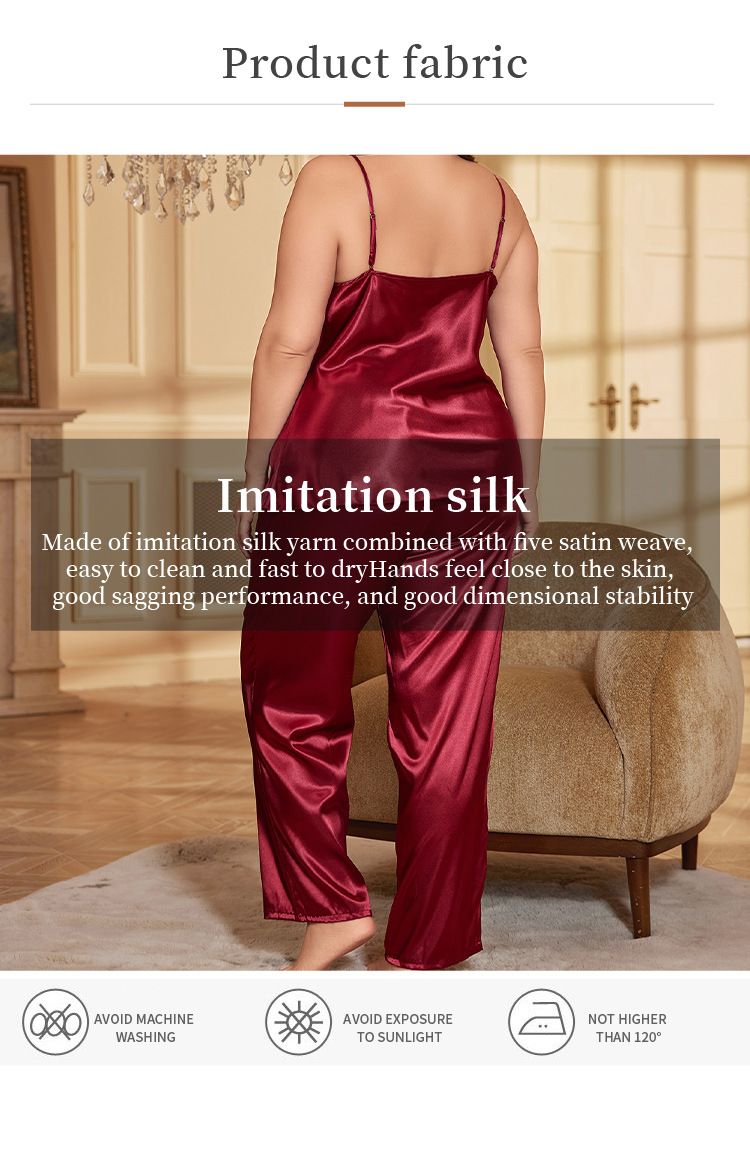 Abito sottoveste in seta da donna, sexy, tinta unita, con spalline, camicia da notte lunga, taglie forti_voghion.com