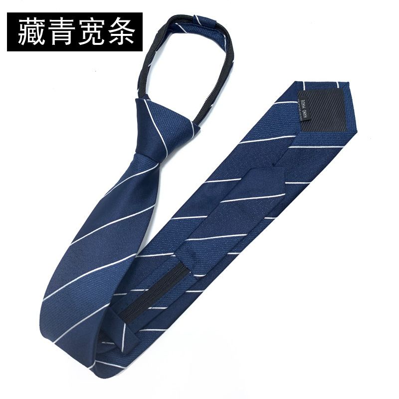 Cravate tendance pour hommes et femmes, étudiante, simple, pratique et décontractée, style minimaliste, coupe étroite, 6 cm, bleu marine_voghion.com