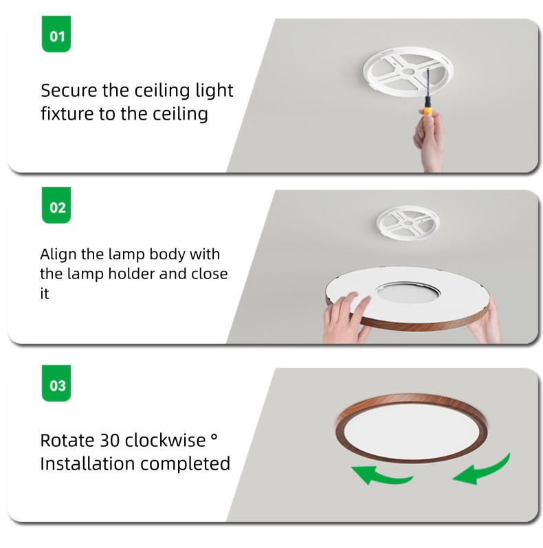 Lampada da soffitto rettangolare ultrasottile per camera da letto e soggiorno in stile vintage, colore noce di alta qualità, Zhongshan Lighting_voghion.com