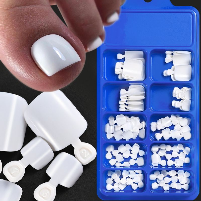 100 stuks effenkleurige teennageltips Eenvoudige geavanceerde dames in doos gemaakte teennagelkunst Nageltips_voghion.com