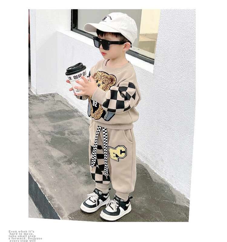 Conjunto de osito para niños, suéter callejero explosivo de celebridades de Internet, edición coreana, primavera y otoño, 2023_voghion.com