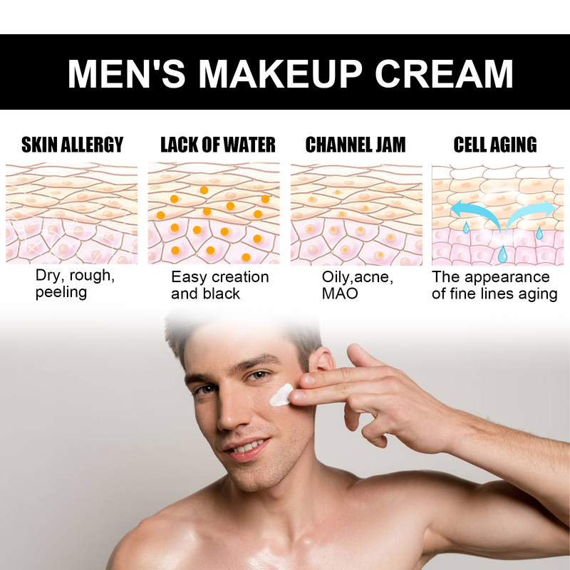 EELHOE Herenmake-up Verfrissende en niet-vette concealer, acnemasker, huidverheldering, luiaardcrème met onzichtbare poriën_voghion.com