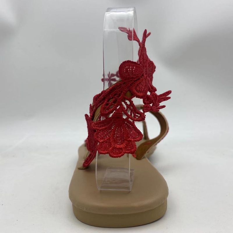 sandali con tacco piatto a forma di fiore in tinta unita di grandi dimensioni taglia grande 35-43_voghion.com
