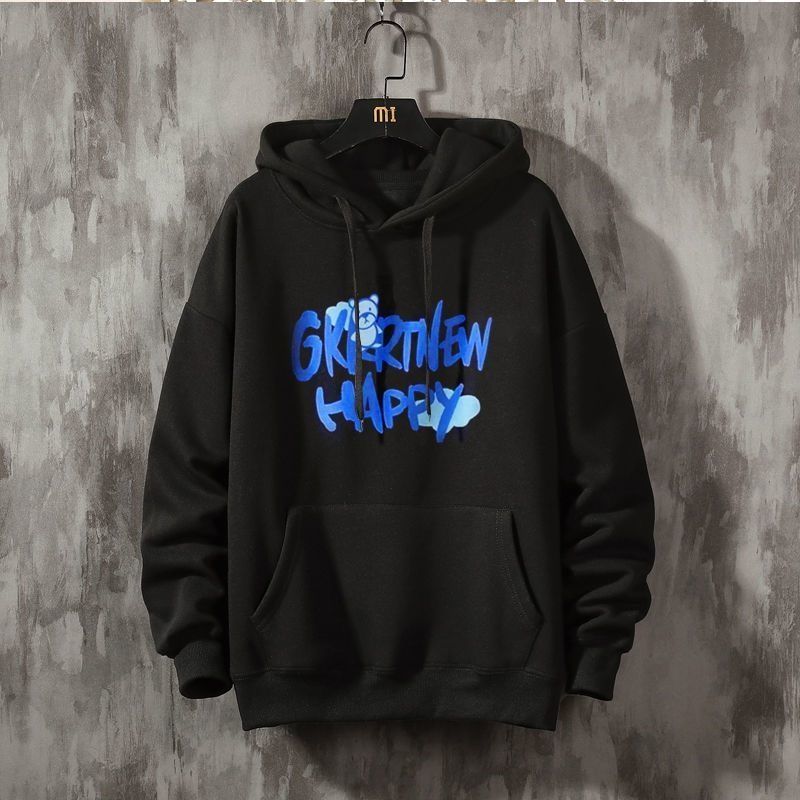 Plush hooded sweatshirt men, trendy, cool loose, 2024 new autumn and winter jacket for male students, ins versatile 12_voghion.com