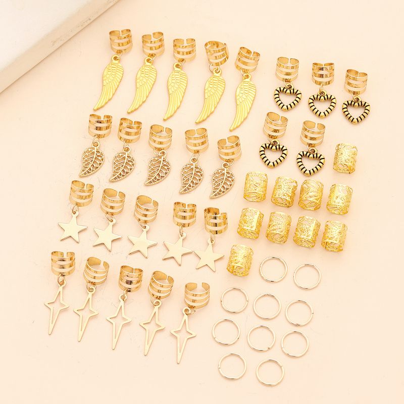 Fermaglio per capelli a forma di stella in metallo punk, decorazione a forma di foglia con nappa per anello per capelli con dreadlocks, accessorio per capelli elegante e alla moda._voghion.com