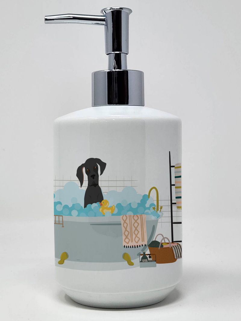 Black Great Dane Ceramic Soap Dispenser Hand Soap Dispenser Pump Bottles for Bathroom Kitchen, Empty Refillable Liquid Soap Container_voghion.com