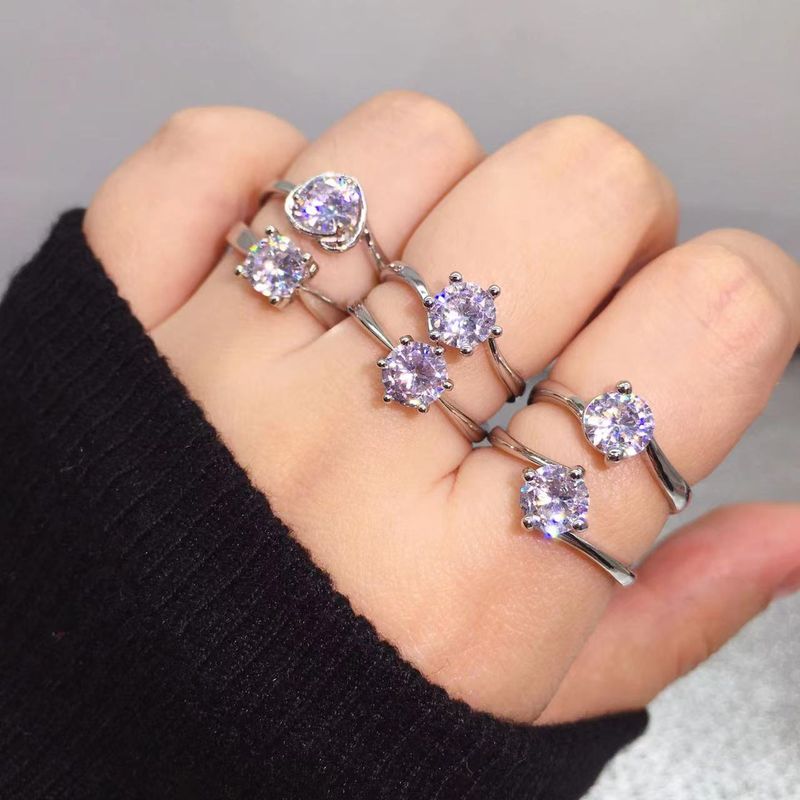 Anello da sposa con moissanite placcato argento e zircone aperto da donna_voghion.com