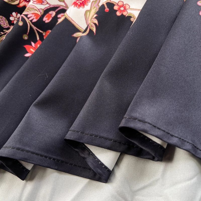 Women's Clothing color matching print slim long puff sleeve temperament dress spring dress _voghion.com