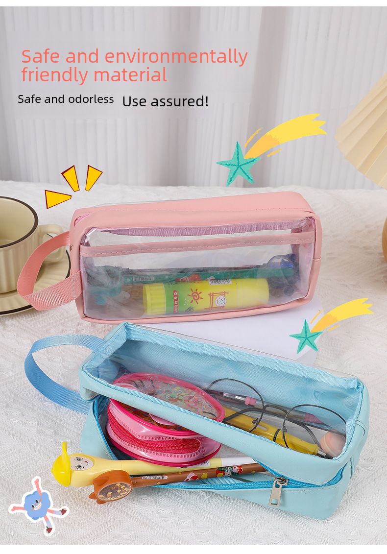 Penar transparent cu dublu strat, capacitate mare, lapte și sare, Ins, japonez, liceu și școală primară, stilou de stocare cu valoare ridicată a culorii_voghion.com