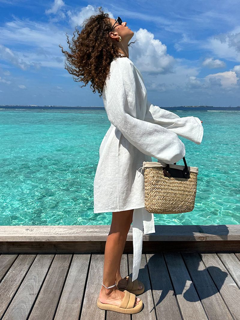 Abito lungo in lino e cotone per donna 2025 autunno e inverno, nuovo stile, casual, comodo, abito da spiaggia_voghion.com