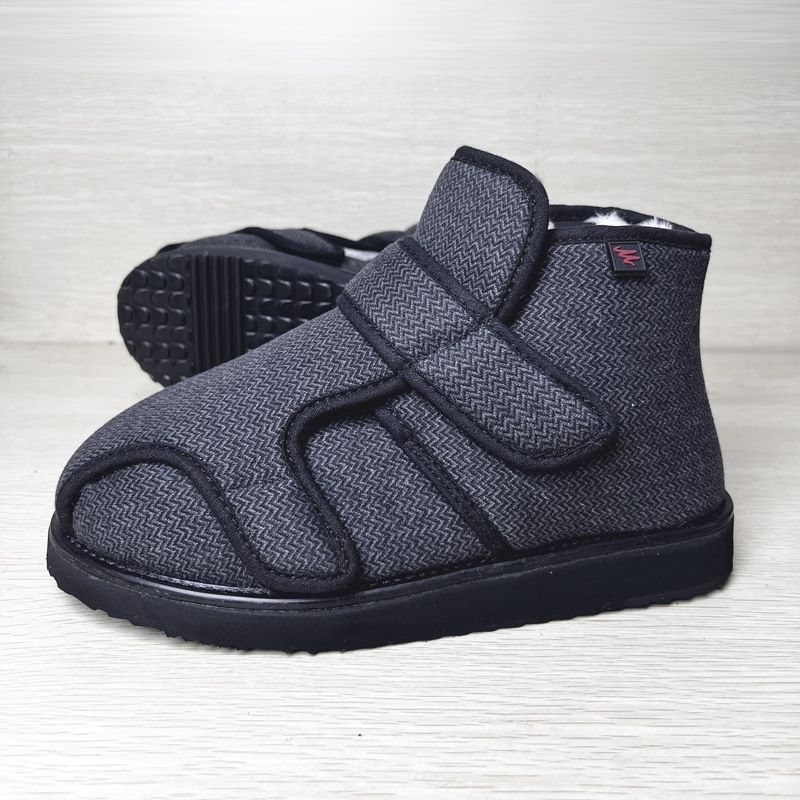 Qiwago Mid-Top-Klettverschluss-Design, Baumwolle, verdickt, warm, rutschfest, flache Schuhe für breite Füße, dicker Spann, tragbar_voghion.com