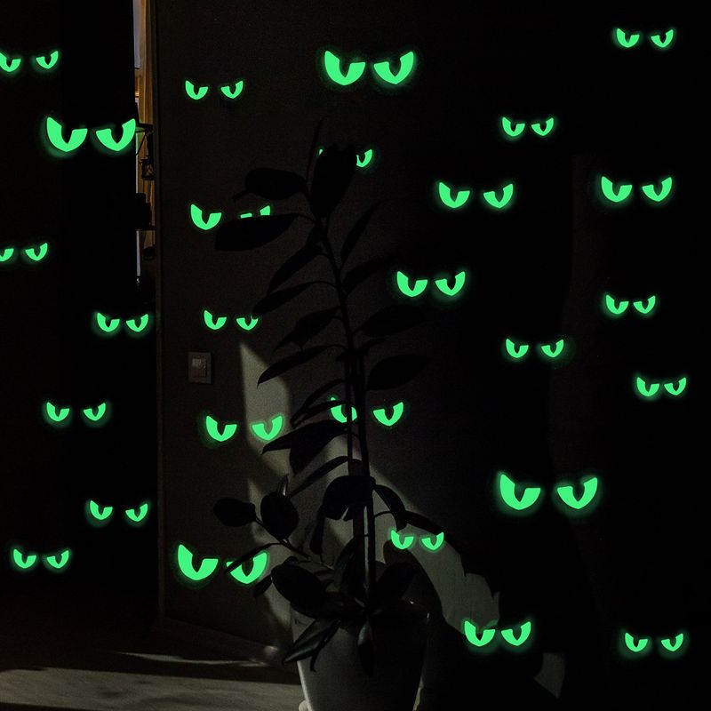 Glow In The Dark Halloween Wall Stickers - Multi-Color Eye Design, Self-Adhesive Decals For Bedroom, Living Room, Party Decor_voghion.com