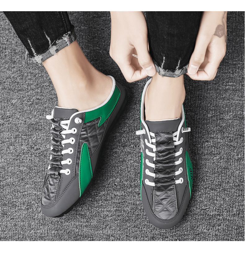 2023 Spring New Men's Shoes Korean Version Trendy All-match Casual Shoes Lazy slip-on semi-trailer shoes Doudou shoes men_voghion.com