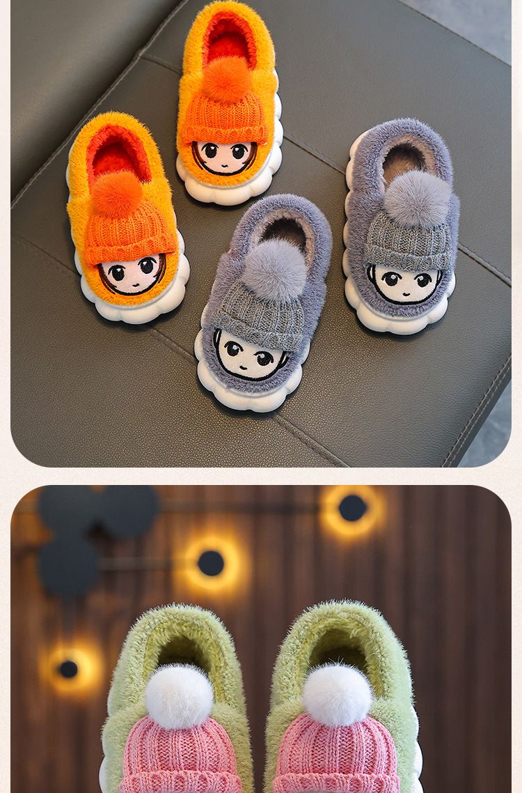 Borsa per scarpe da bambino con tacco caldo, pantofole per bambini famose su Internet, scarpe di cotone di peluche carine e antiscivolo per la casa_voghion.com
