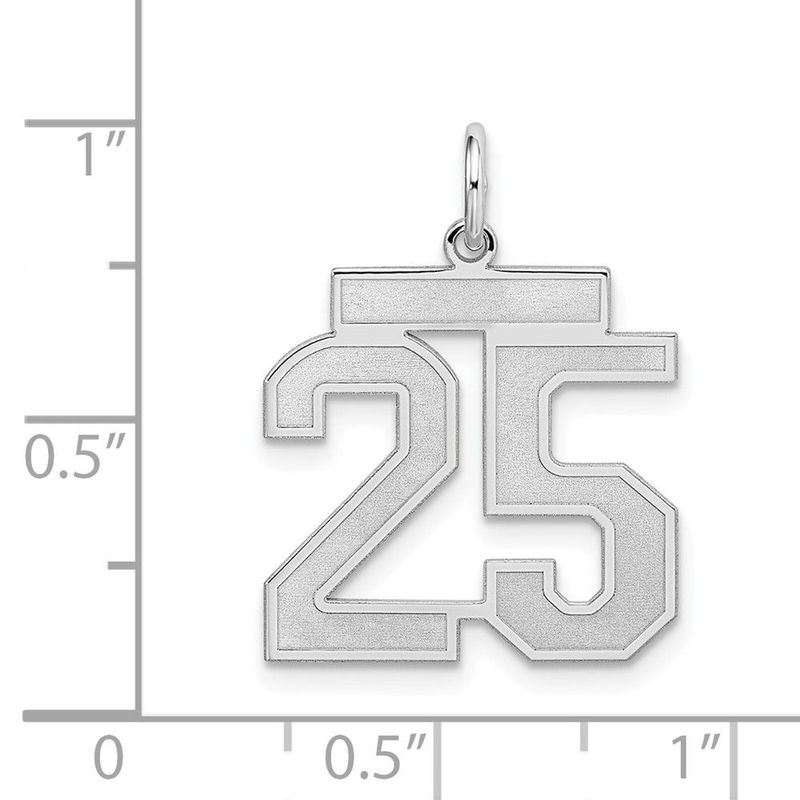 Sterling Silver/Rhodium-plated Satin Number 25 Charm_voghion.com