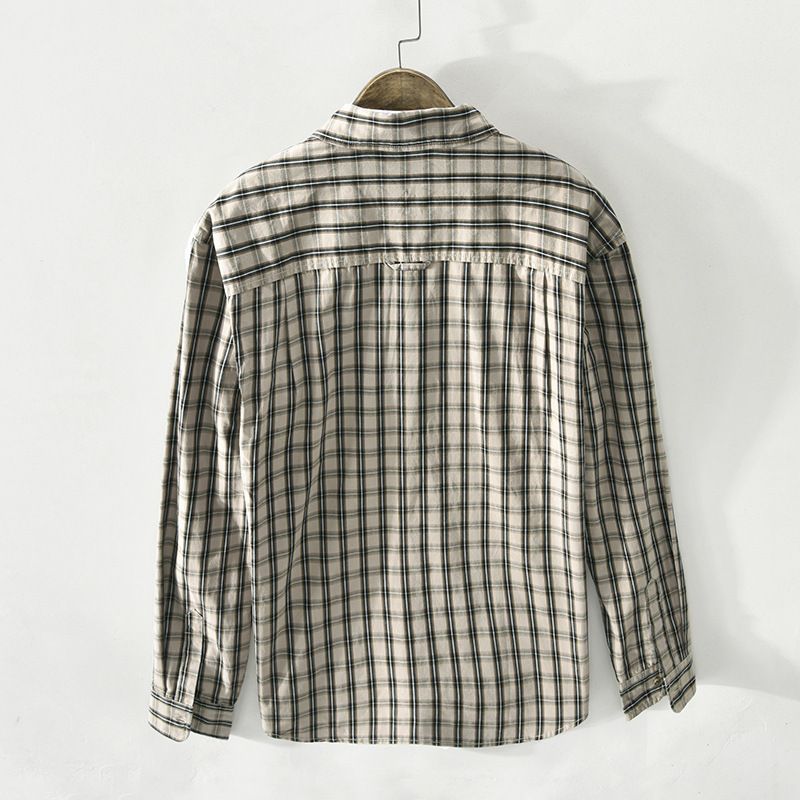 Giacca-camicia a quadri in cotone a maniche lunghe casual da uomo, nuova di zecca, autunno_voghion.com