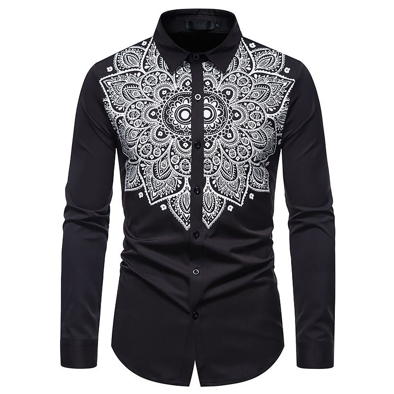 Camicia Primavera e Autunno Nuovo Uomo Manica Lunga Moda Bottoni Stampati Casual Camicia Larga Grande Taglia Formale Abito Pollici Moda_voghion.com