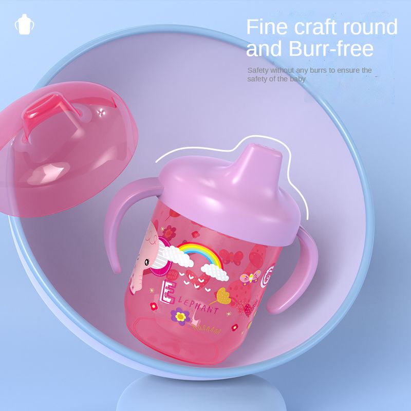 Schattige eendenbekbeker Baby leren drinkbeker met dubbele handgreep Flip deksel BPA-vrij lekvrij baby waterbekers fles met deksel_voghion.com