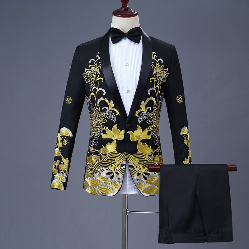 CT Performance Herrenanzug-Set im chinesischen Stil für Erwachsene, Hochzeit, Sänger, Bühne, Chor, Moderator, Kostüm, Abendgarderobe_voghion.com