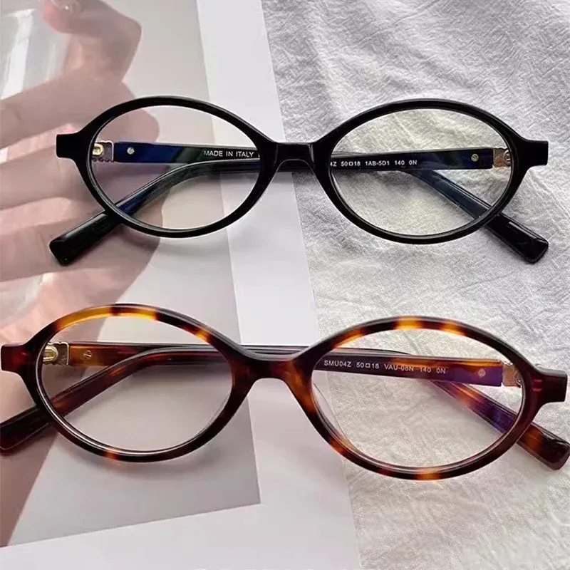 Fashion Korea Retro Oval Frame for Women Lovely Ins No Makeup Plain Y2K Eyewear Cute Decorative Computer Glasses_voghion.com