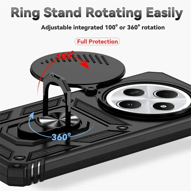Per Xiaomi Redmi 14C 4G Custodia Armatura Antiurto Copertura Lente Scorrevole Per Redmi14C Supporto Magnetico Per Auto Custodia Ad Anello Per Redmi 14C Funda_voghion.com