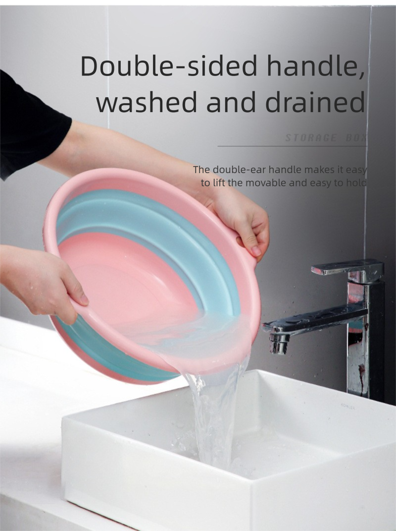 Silicone Foldable Wash Basin, Wall-Mountable Telescopic Collapsible Sink, For Home Travel Camping Portable_voghion.com