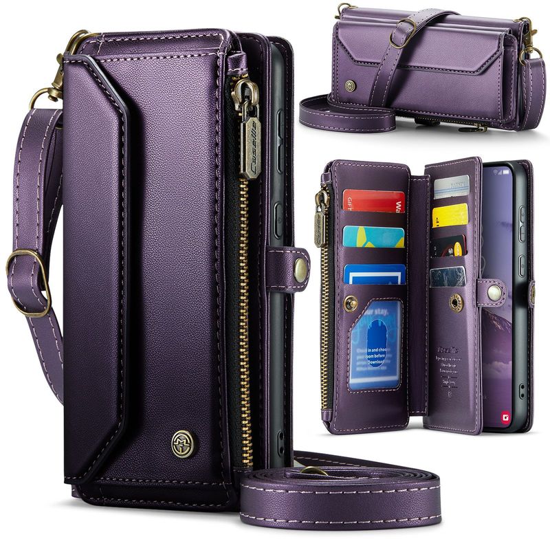 TechGlobe Crossbody-Handyhülle ZFold6 mit Reißverschluss, A56 Flip-Multifunktions-Lederhülle – passend für Samsung S25edge._voghion.com