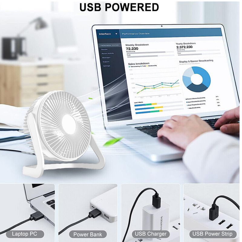 5/6/8 Zoll Mini USB Tischventilator Tragbarer kleiner leiser Tischlüfter_voghion.com