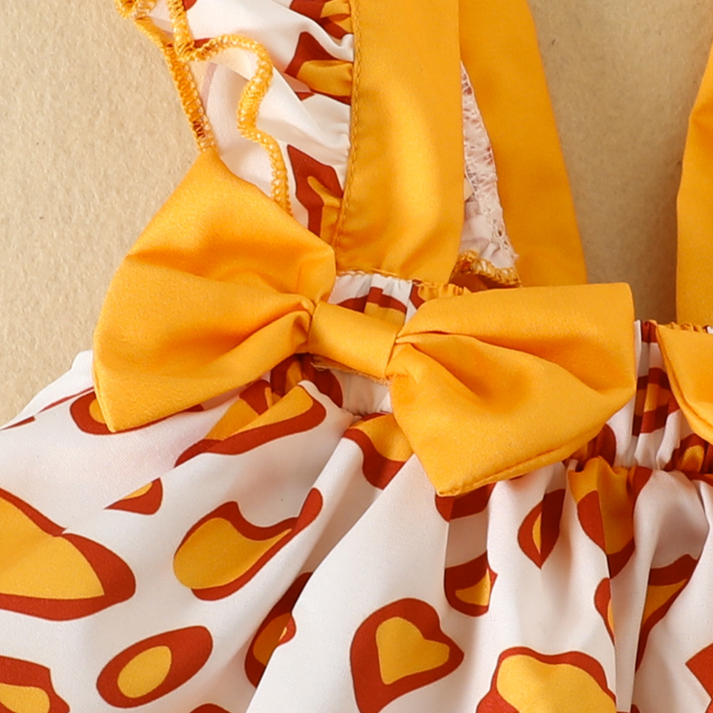 Dětské oblečení, jarní a podzimní oblečení, dětské oblečení s krátkými rukávy, trojúhelníkový overal s květinovou mašlí a podvazkovou sukní_voghion.com