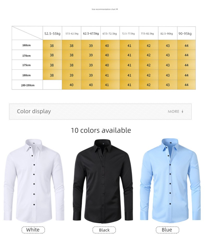 Vier-Wege-Stretch Herren Bügelfrei Knitterfrei Schlichtes Business Dünnes Hemd Herren_voghion.com