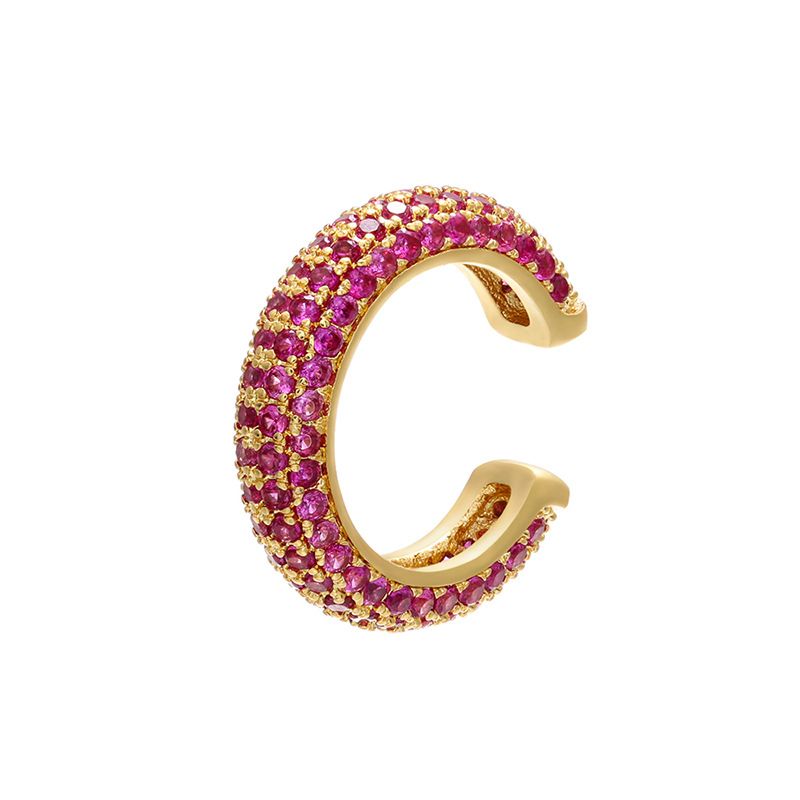 Damenschmuck Perlenschnalle Schmuck Mikro eingelegter farbiger Diamant Ohrknochenclip Farbiges Zirkonium Einfache Ohrclip-Ohrringe Kupfer K vergoldet_voghion.com