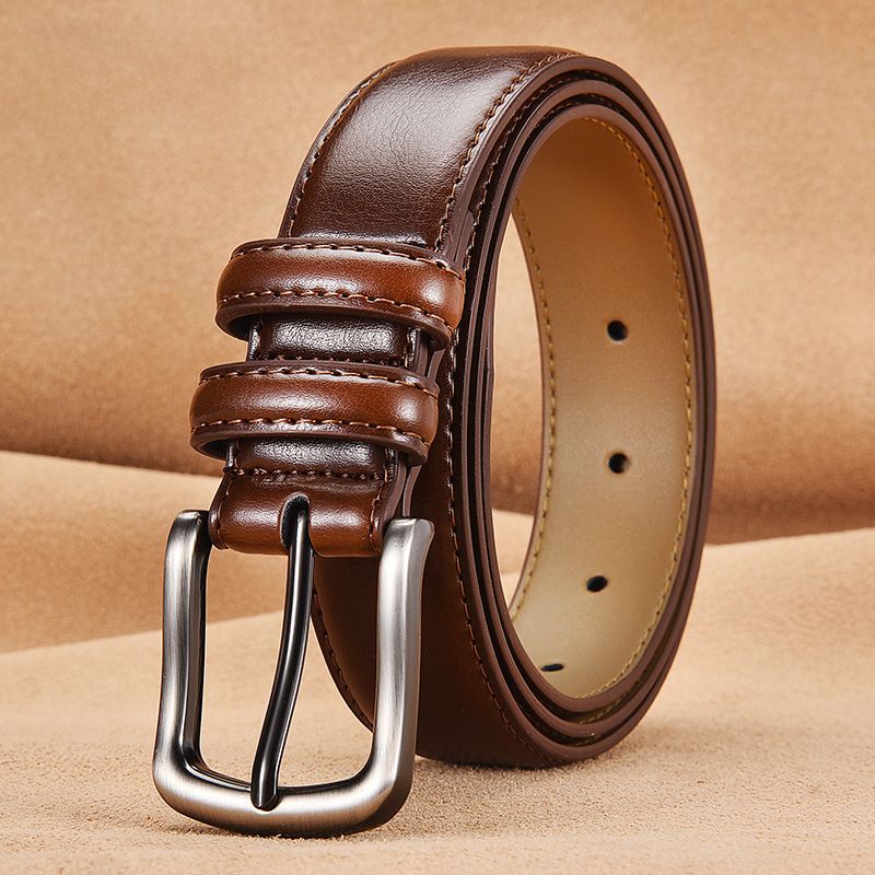 Unisex Herren Ledergürtel Business Herren Leder Casual Dornschließe Gürtel_voghion.com
