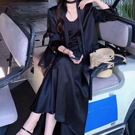 2025 Spring New Korean Style Blazer For Women High-end Feel Strap Dress Two-piece Set Ins_voghion.com