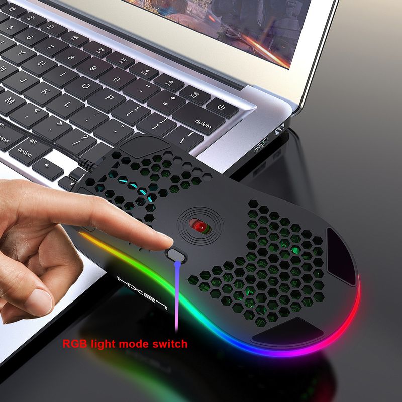 Hole RGB Glow Macro Programiranje Igralna miška 6-tipka za izklop luči Različne žične miške_voghion.com
