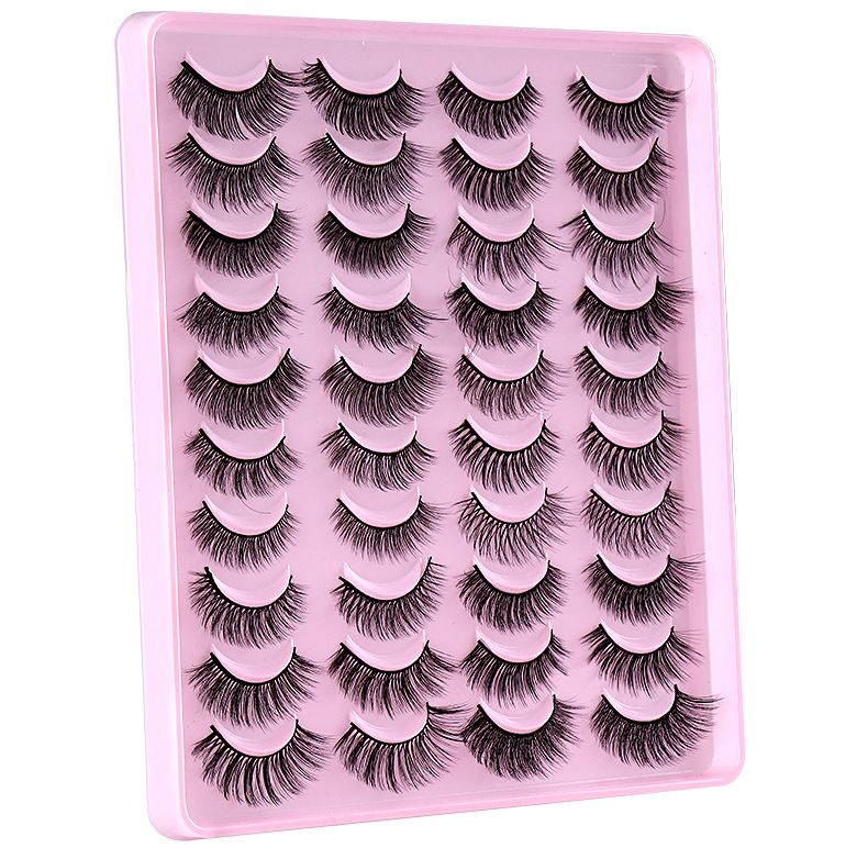 False Eyelashes Natural Chemical Fiber False Eyelashes 20 Pairs Mixed Russian Curl DD Eyelashes Thick Curled Messy Eyelashes_voghion.com