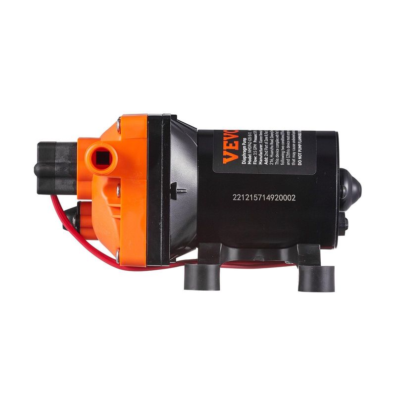 VEVOR Water Diaphragm Pump, 12V DC, 3.5 GPM Flow, 55 PSI Rated Pressure (40-80 PSI Adjustable), 1/2" MNPT Self Priming Sprayer Pump With Pressure Switch For RV Camper Marine Boat Lawn, FCC Certified_voghion.com