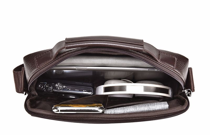 Small Male Shoulder Briefcase For Man PU Leather Tote Handbag Porter Messenger Satchels Crossbody Square Side Ipad Pouch_voghion.com