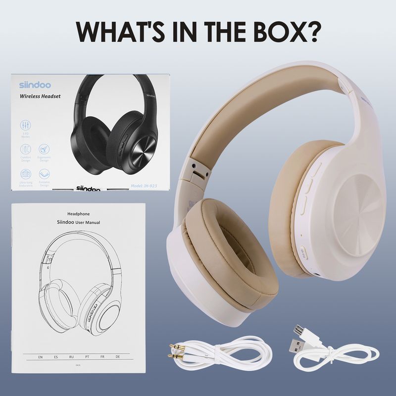 Siindoo JH-923 Wireless Headphones Over Ear,Foldable Bluetooth Headsets,3EQ Sound Modes, Hi-Res Audio With Deep Bass_voghion.com