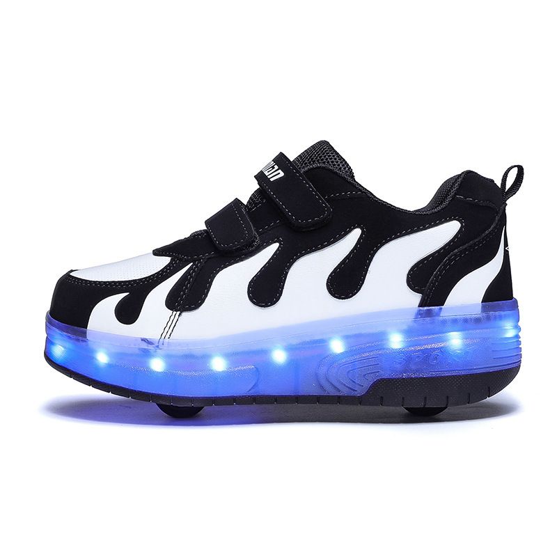 Kinderschuhe 2024 Sommer Kinderschuhe Doppelrad Kinder beleuchtete Laufschuhe Jungen und Mädchen können Rollschuhe tragen_voghion.com