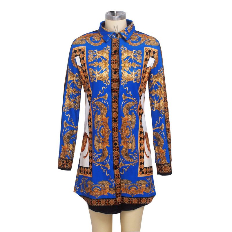 Abito a camicia cardigan lungo ampio con stampa multicolore da donna_voghion.com